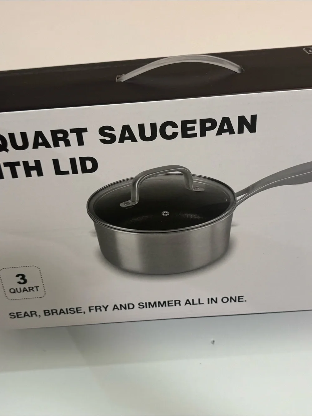 3-Quart Stainless Steel Saucepan with Lid - Silver